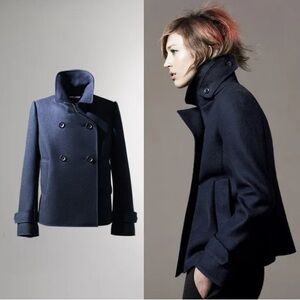 Jil Sander x Uniqlo +J double-breasted short wool coat/jacket